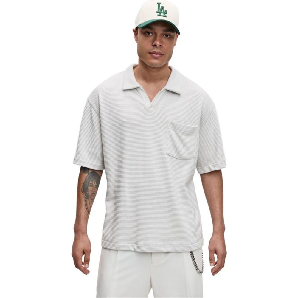 Mode Of One Mens Textured Knit Polo Shirt, NWT